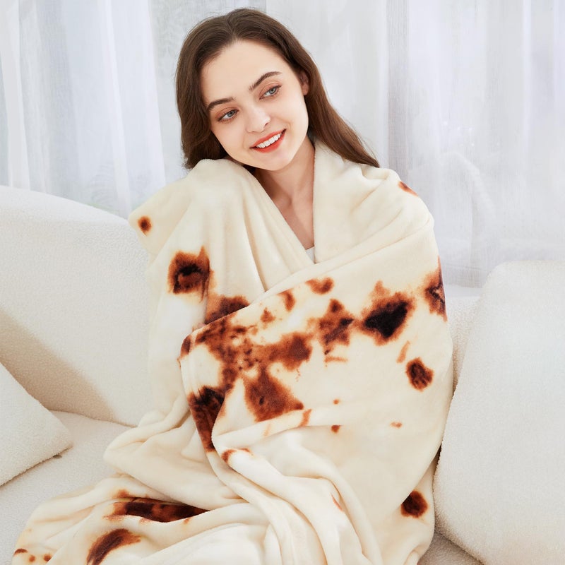 Admitrack Burrito Tortilla Blanket 80in, Double Sided Super Soft Flannel Throw, Gag Novelty Tortilla White Elephant Gift for Christmas Adults Kids Couples Parties - Image 5